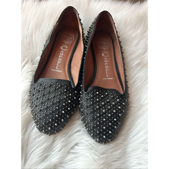 Jeffrey Campbell Martini Black Studded Spiked Flats Ibiza Last Women's Size 7.5 - Picture 1 of 7